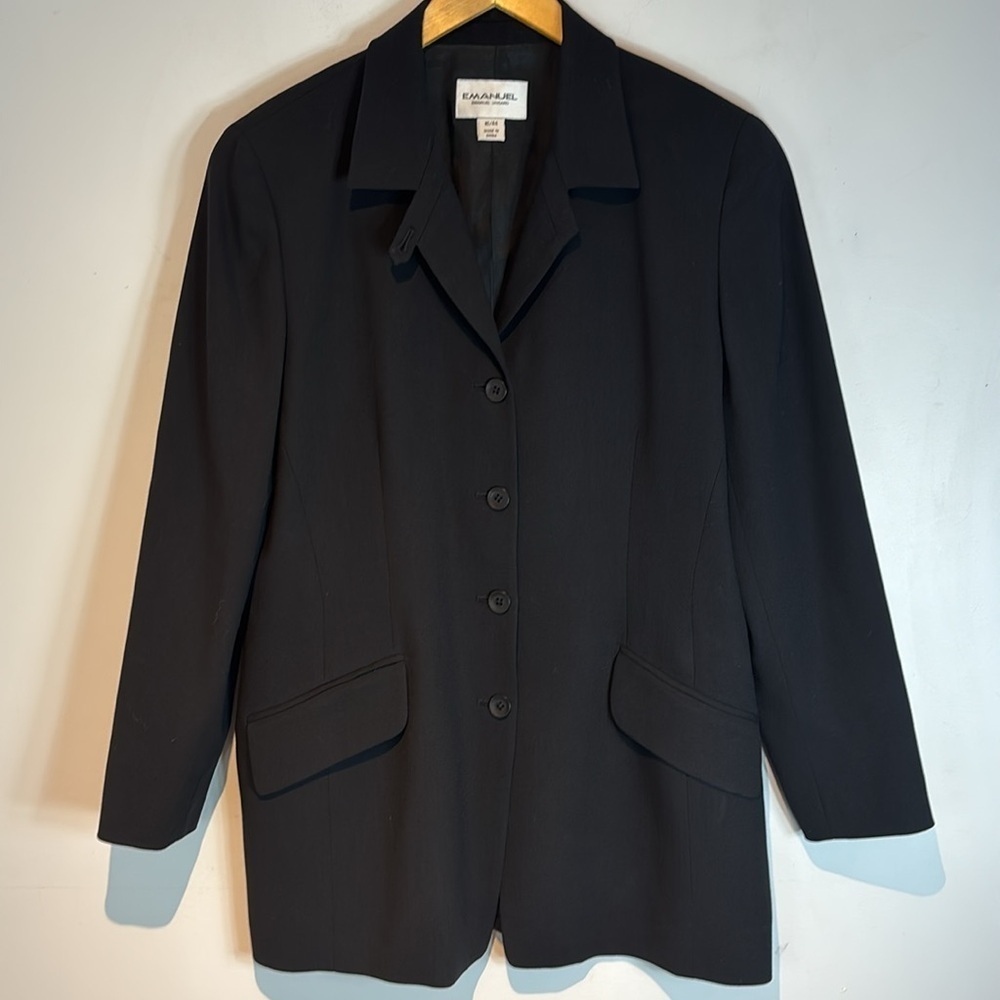 Vintage 90’s Emanuel Ungaro 100% wool black women’s blazer size 10 - Picture 10 of 11